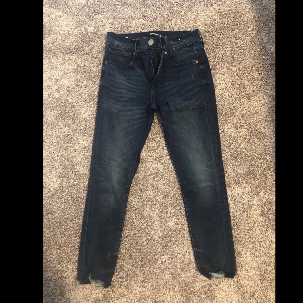 Mid rise denim perfect raw hem -EXPRESS